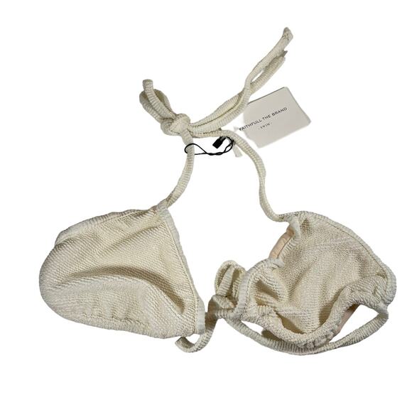 New Faithfull the Brand Swim Jaqueline Bikini Top Plain Ivory Size Medium or 6 - Picture 2 of 5